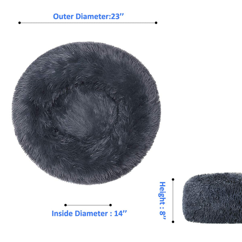 [Australia] - FOCUSPET Dog Bed Cat Bed Donut, Pet Bed Faux Fur Cuddler Round Comfortable Size Medium 24'' & Large 32'' Ultra Soft Calming Bed for Dogs and Cats, Self Warming Indoor Sleeping Bed M（24''Dx8''H） 