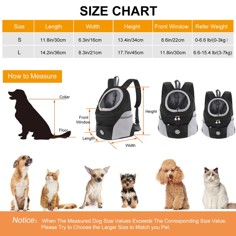 M MUNCASO Dog Cat Carrier Backpack small Pet Travel Bag,Puppy Pet Front Pack,with Breathable Head-Out Design and Waterproof Bottom,Airline Approved for Outdoor Hiking Travel Bike(S,Black) S Black - PawsPlanet Australia