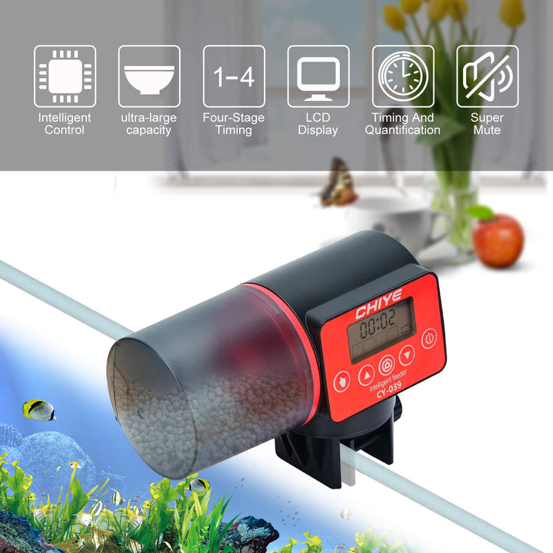 Podazz Automatic Aquarium Fish Feeder, Moisture-Proof Electric Auto Fish Feeder,Aquarium Tank Timer Feeder Vacation &Weekend Fish Food Dispenser (Red) - PawsPlanet Australia