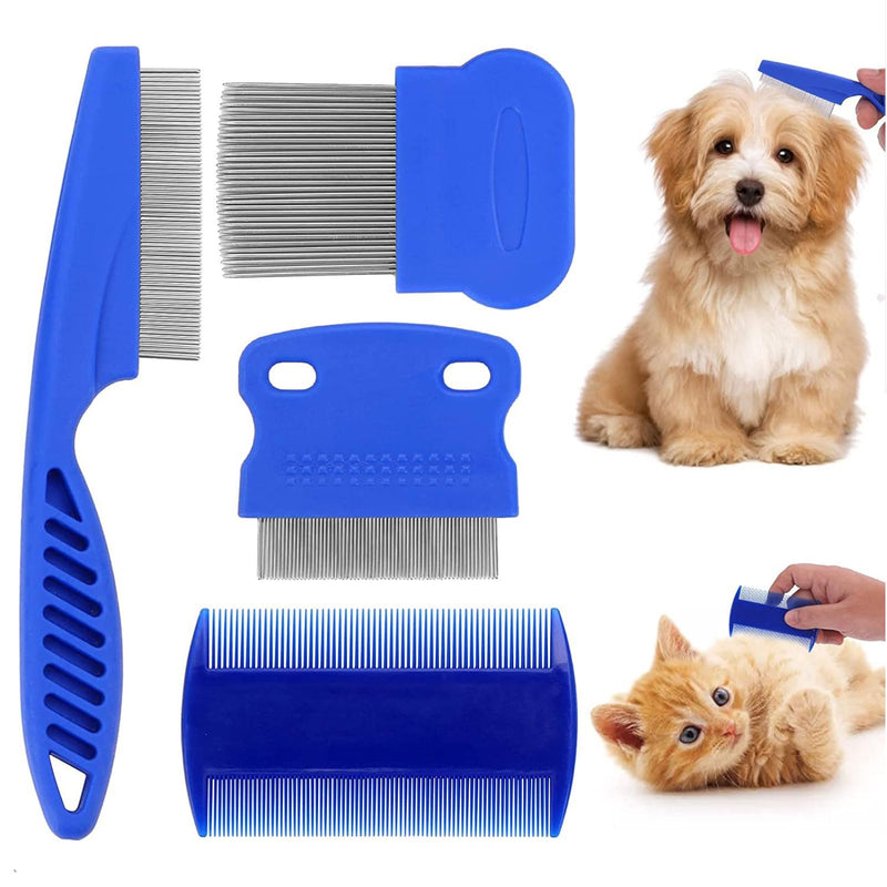 Vhger Pack of 6 Cat Dog Flea Comb, Lice Comb, Metal Teeth Lice Comb, Pet Dog Cat Care Comb (Blue) - PawsPlanet Australia