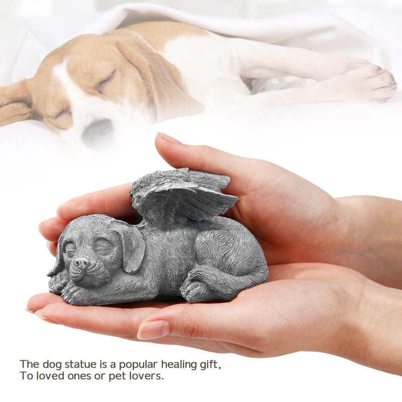 Offfay Pet Memorial Stone, Dog Memorial Gifts, Resin Pet Memorial Statue Grave Marker for Cemetery Memorial Bereavement Gifts Angel Wings Figurine to Honor Cherished Pets - PawsPlanet Australia