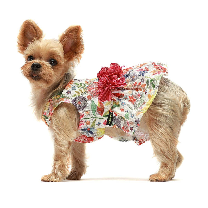 Fitwarm Flower Dog Dress for Pet Clothes Birthday Party Doggie Sundress Puppy Lace Clothes Yellow XS Pink - PawsPlanet Australia