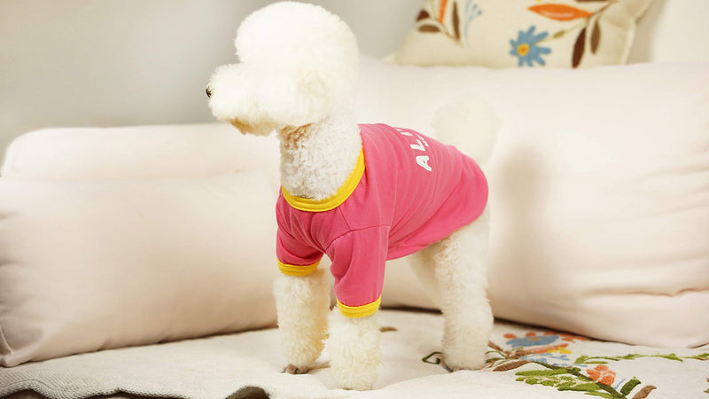 Pohshido Dog Shirt Soft Puppy Clothes Boy and Girl Dog T Shirt, Hawaii Style Aloha Dog Sweatshirt Pullover for Small Medium Dogs Summer Autumn Tropical Style Pet Shirt with Sleeves, Cotton Dog Shirt S(Neck 11", Back 10.5", Chest 12.6-16") Raspberry - PawsPlanet Australia
