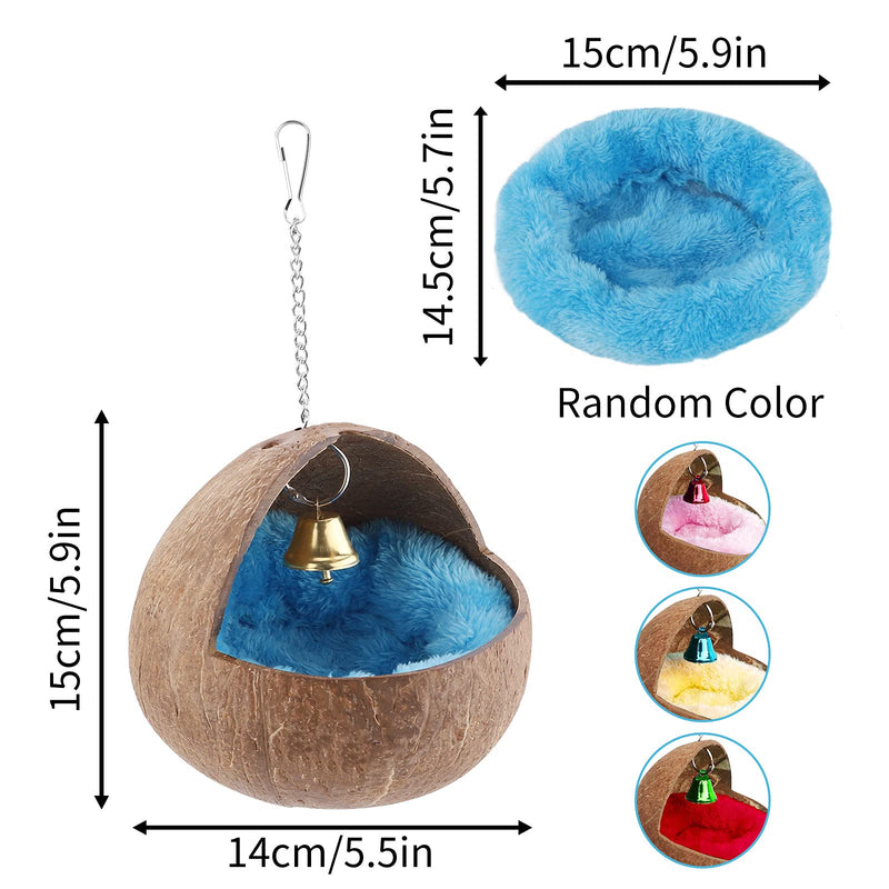 Natural Coconut Shell Bird Nest House Bed,Hanging Pet House Bed with Warm Mat and Bell,Bird Nest Breeding for Parrot Birds Finches Canary Pigeon Budgerigar Parakeet Cockatiel Hamster Small Pet House - PawsPlanet Australia