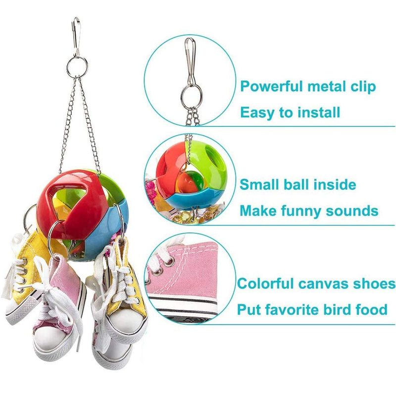 Wonninek Chewing Toy For Bird Mini Canvas Shoes Hole Ball Parrot Toy Bird Parakeet Hanging Pet Cage Decoration for Parakeets, Cockatiels, Finches, Budgie - PawsPlanet Australia