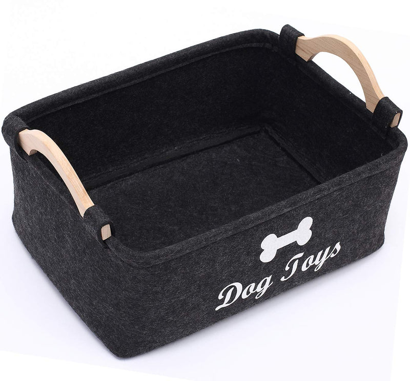 Ctomche Felt pet toy box and dog toy box storage basket chest organizer - Perfect Felt Bin for Cat Toys and Accessories Too! -Darkgray L 38CM Length * 25CM Wide * 24CM High Darkgray L - PawsPlanet Australia