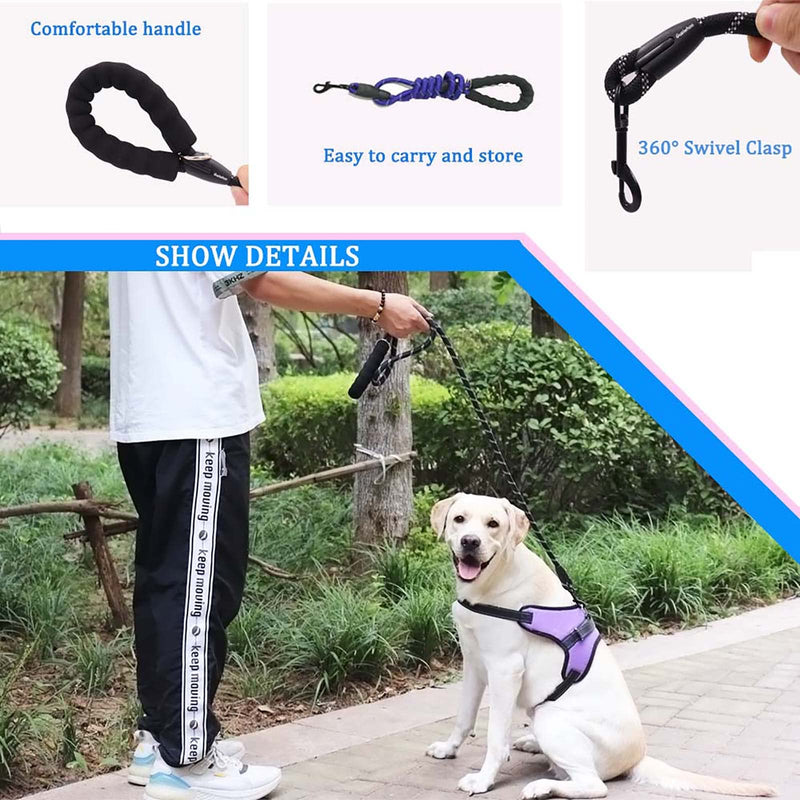 Gusiwhoo 5FT Reflective Dog Leash: Comfortable Padded Handle & Highly Reflective Threads Heavy Duty Rope Dog Leashes for Medium Large Dogs Black - PawsPlanet Australia