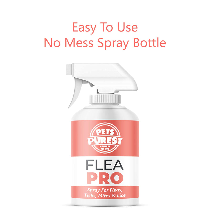 Pets Purest Flea Treatment For Dogs & Cats 100% Natural Mite, Lice, & Tick Remover Flea Spray for Cat, Dog, Pet, Puppy, Kittens, Rabbits, Ferrets, & Horse - Vet Approved - 500ml - PawsPlanet Australia