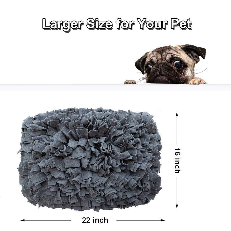 [Australia] - YINXUE Pet Snuffle Mat Durable Washable Dog Cat Slow Feeding Mat (22" x 16") Anti Slip Puzzle Blanket for Distracting Smell Training Foraging Grey 
