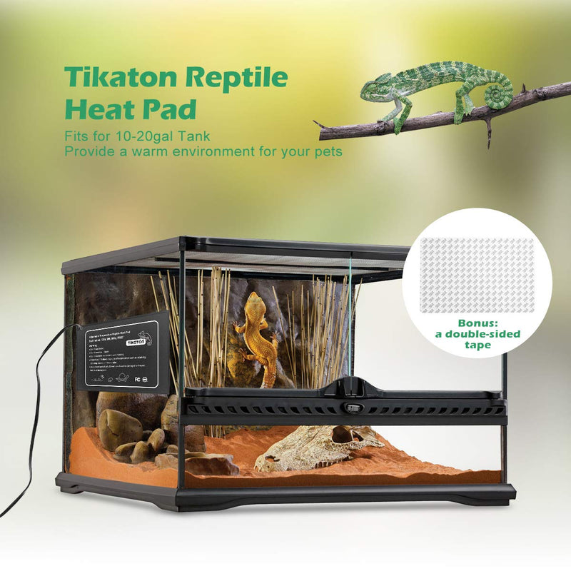 Tikaton Reptile Heat Pad - Adjustable Temperature Under Tank Heater for 10-20gal/30-40gal Tank, Terrarium Heat Mat for Turtle/Snake/Lizard/Frog/Spider/Plant Box 1 Pack-6" X 8" - PawsPlanet Australia