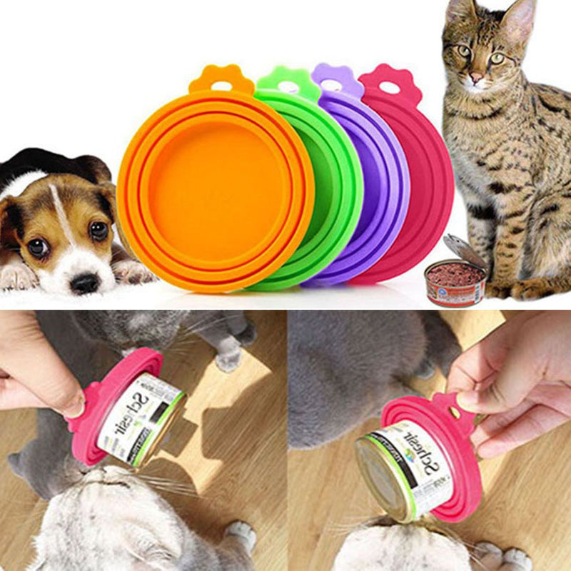 SHOWHAS Pet Feeding Can Tin Food Kit Silicone Pet Food Can Lid Covers One Size Fits All Standard Size Dog and Cat Can Tops (Orange) Orange - PawsPlanet Australia