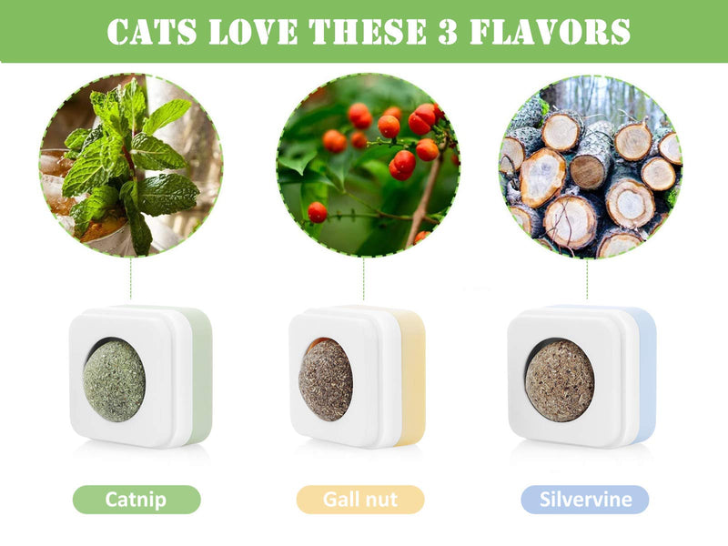 pecute Catnip Balls Toy for Cats, Catnip Edible Balls Natural Rotatable Licking Treats Toys for Cats Kitten (3 Pack) - PawsPlanet Australia