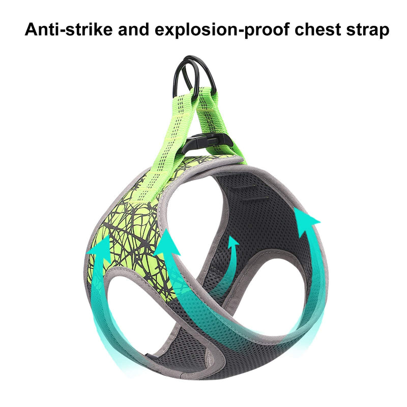Yisika Puppy Harness,Small Dog Harness Comfortable Breathable Reflective No Pull Harness for Dogs Training or Walking green - PawsPlanet Australia