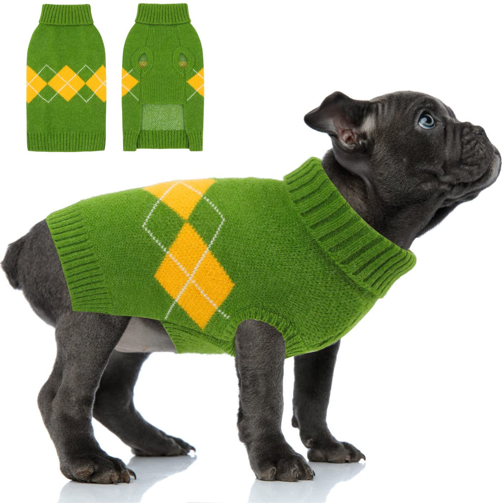 Dog Sweater Vest Knitted Winter Sweater, Winter Warm Dog Cat Sweater Clothes Pet Coat Costume Puppy Sweater, Winter Dog Clothes Pet Sweater for Puppies Small Dogs,Green S Green - PawsPlanet Australia