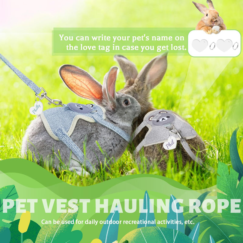 Rabbit Leash Rabbit Leash Rabbit Harness Adjustable Soft Rabbit Harness with Leash Rabbit Harness for Pet Small Bunny Cat Puppy (27-35 cm, 1.20 m, 1-3 kg) - PawsPlanet Australia