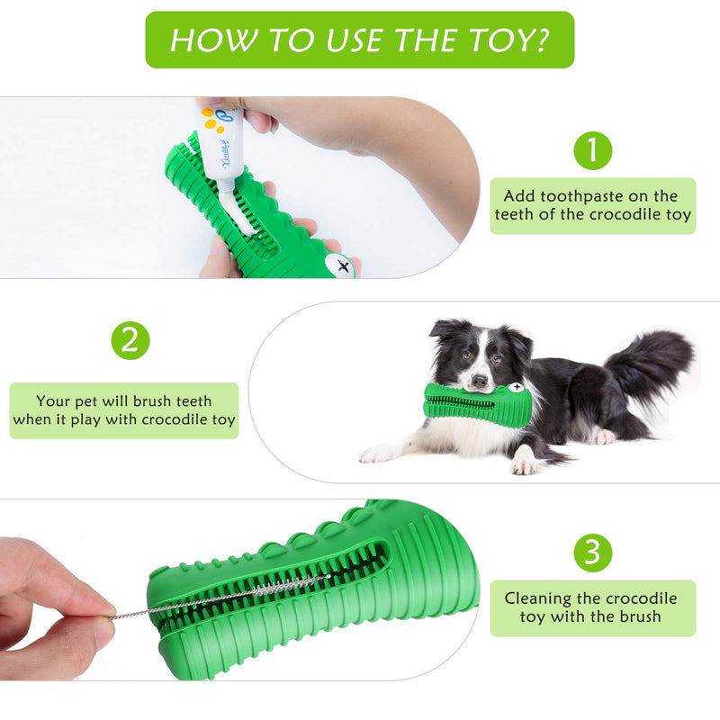 G.C Dog Chew Toys Indestructible, Squeaky Toothbrush Toy, Crocodile Interactive Tough Strong Durable Rubber Teeth Cleaning Toys for Large Medium Small Pets Doggy - PawsPlanet Australia