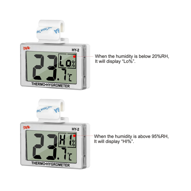 Reptile Thermometer Hygrometer LCD Digital Humidity Gauge Digital Thermometer Hygrometer for Reptile Terrarium Digital Reptile Tank Thermometer Hygrometer with Hook Ideal for Reptile Tanks (Silver) Silver - PawsPlanet Australia