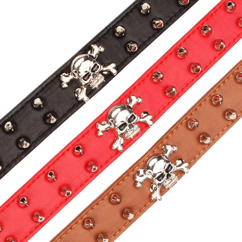haoyueer Spiked Leather Dog Collar - 2 Rows Bullet Rivets Studded PU Leather - Cool Skull Pet Accessories for Medium and Large Dogs … (L, Pink) L - PawsPlanet Australia
