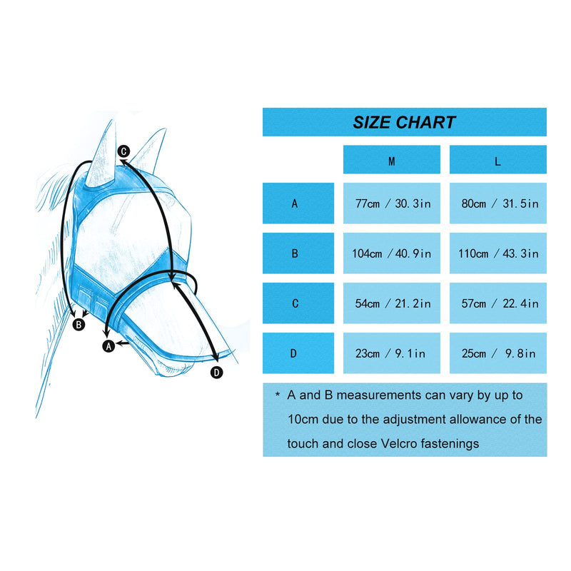 Horse Fly Mask,Fine Horse Fly Mask With Ears Elasticity And UV Protection Fly Mask Cover Long Nose Protection Fly Mask For Horses,Blue-M Blue-M - PawsPlanet Australia