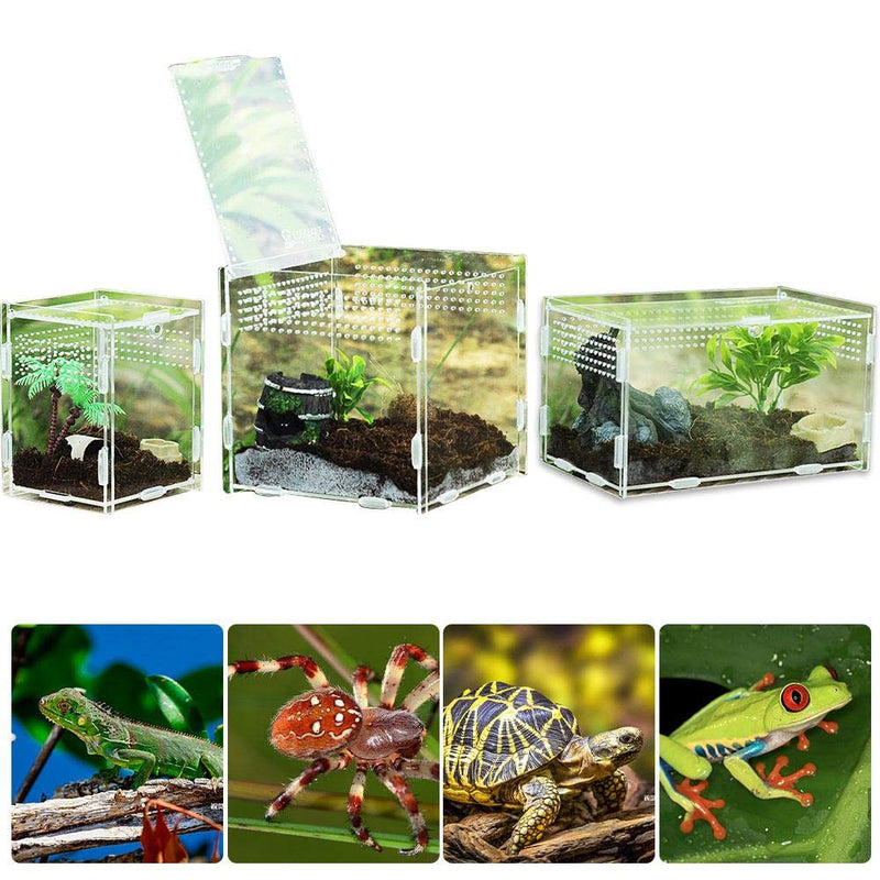 Luckycyc Reptile Breeding Box, Climbing Pet Breeding Box Transparent Reptile Breeding Box Acrylic Feeding Box 360 Degree High Transparent Magnetic Pet Climbing Terrarium 7*8*10CM - PawsPlanet Australia