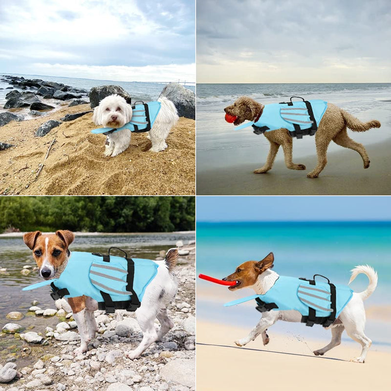 LINGSFIRE Dog Life Jacket, Pet Swimming Ripstop Dog Life Vest Reflective Stripe High Visibility Adjustable Lifesaver Jacket for Puppies with Superior Buoyancy & Rescue Handle for Beach Pool Boating, M - PawsPlanet Australia