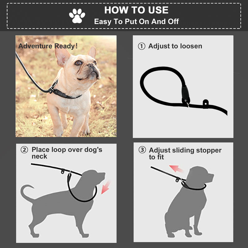 Dog Slip Leads Leash, 4.5FT Durable Puppy Rope Leashes Collar Nylon Dog Training Walking Lead Leashes for Small Medium Dogs (Black) Black - PawsPlanet Australia