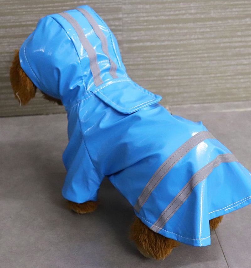 VOUTY Dog Raincoat Hooded Waterproof pet Raincoat, Suitable for Small and Medium-Sized Dogs (Blue, Size L) - PawsPlanet Australia