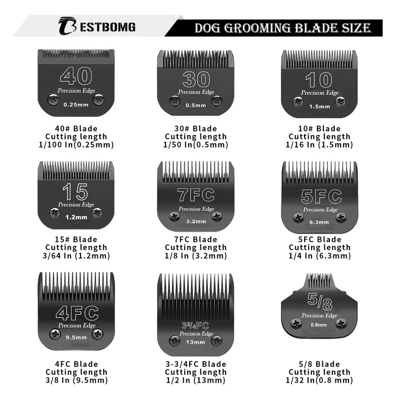 Dog Grooming Replacement Blade Compatible with Heiniger / Moser Max45 / Andis / Oster A5 / Wahl 10km Series Dog Clipper, Size 3F 1/2" (13mm) Cutting Length, Pack of 2, Black 3F-13mm (2 Sets) - PawsPlanet Australia