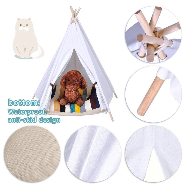 Pet Tent Removable and Washable PureWhite Pet KennelsTeepeee Pet Play House Dog Play Tent Cat /Dog Bed (Not Including Mats)(L, White) - PawsPlanet Australia