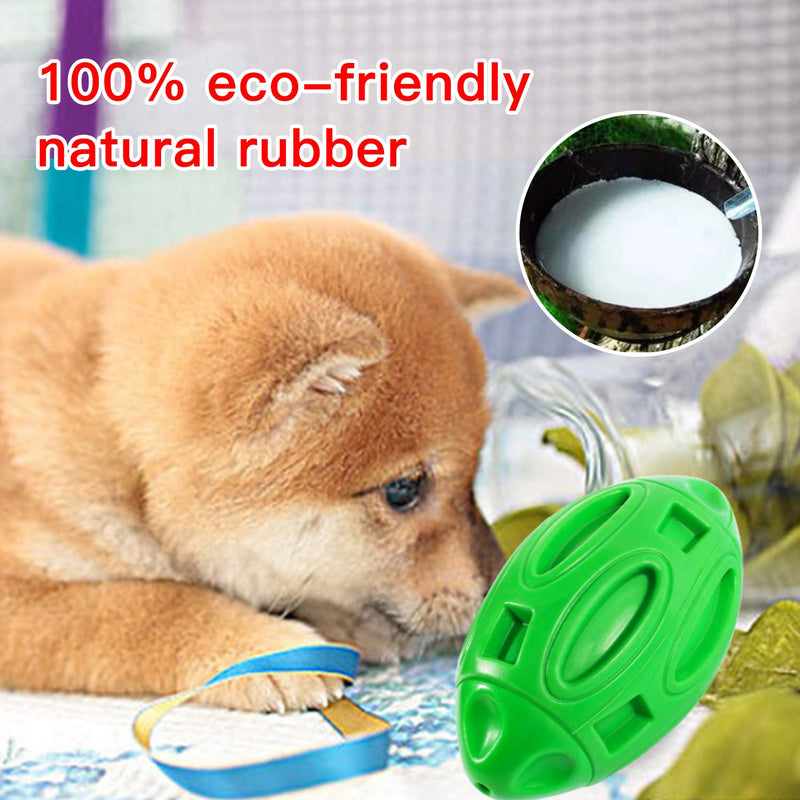 [Australia] - vnice Squeaky Dog Toys for Aggressive Chewers,Elasticity Natural Rubber Football,Puppy Toothbrush,Durable Interactive Pet Toy Ball for Small Medium and Large Breed green 