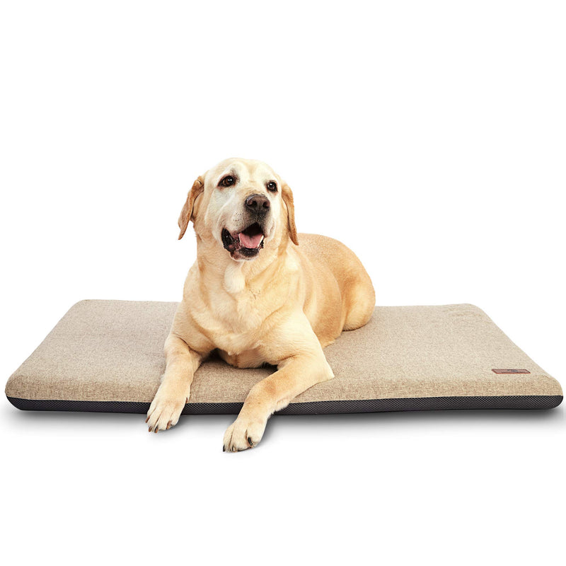 Umchord Dog Bed for Small, Medium, Large and Extra Large Dogs, High Resilience Foam Dog Bed with Removable and Washable Cover, Soft and Non-Slip Dog Crate Bed 24"x16"x2"-S Beige - PawsPlanet Australia