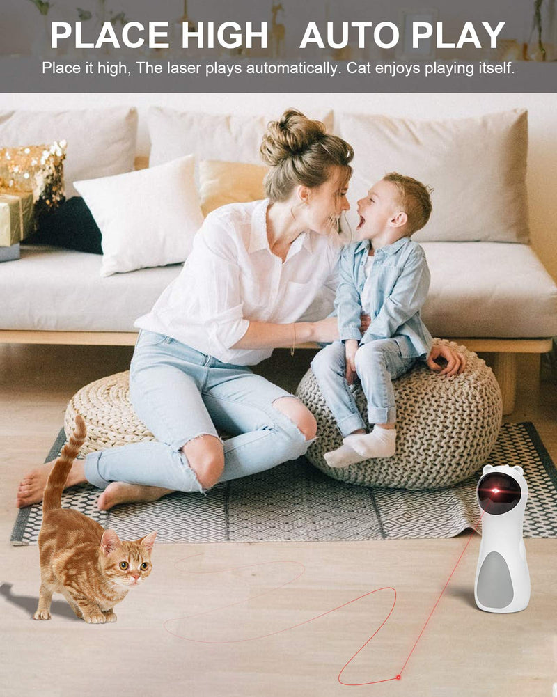 EverWin Cat Laser Toy Automatic, Interactive Laser Pointer Cat Toy for Indoor Cats Kittens Dogs-USB Charging/Battery Powered, 5 Random Pattern, Automatic On/Off and Silent, Fast/Slow Mode - PawsPlanet Australia