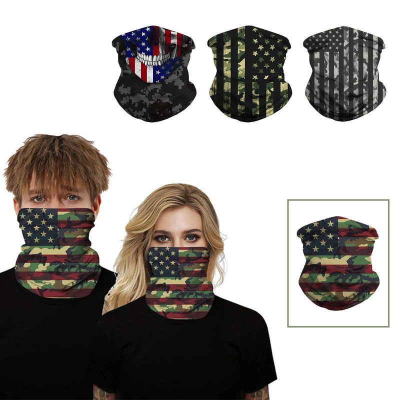Harrison Howard American US Flag Face Bandana Mask Neck Gaiter for Men Women Sun UV Dust Protection Washable Reusable Face Scarf for Women Men Outdoors Fishing Hunting Cycling Sports Style 2 - PawsPlanet Australia