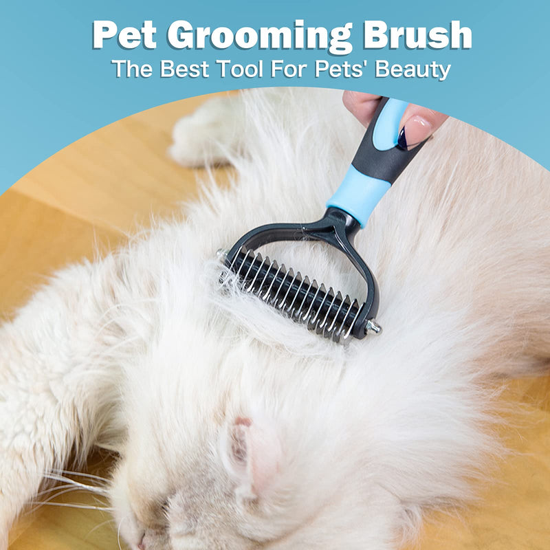 LUKACY Dog Brushes for Grooming, Cat Brush for Shedding and Grooming, Deshedding Brush Comb Remover Undercoat Rake Dematting Tool for Pet Small Large Long Hair Poodles 2 Grey L - PawsPlanet Australia