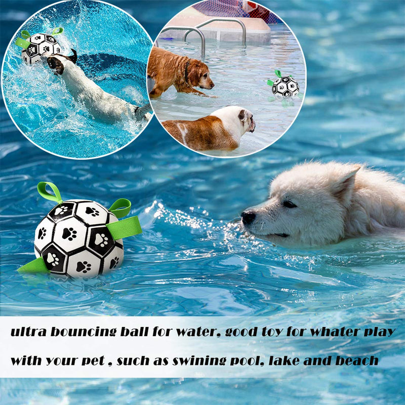 Dog Soccer Ball with Grab Tabs, Indestructible Tough Durable Interactive Tug of War Dog Tug Toy, Lightweight and Water Resistant Suitable for Indoor & Outdoor, Pets Training Football Toys - PawsPlanet Australia