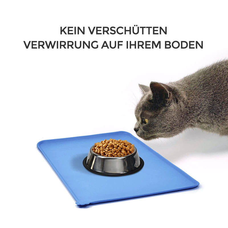 AOKLANT Dog Cat Food Mat, Bowl mat,Multiple Color, Silicone Waterproof Pet Bowl Mat, Non-Stick Food Pad Cushion Waterproof 18.5" x 11.5" Blue - PawsPlanet Australia