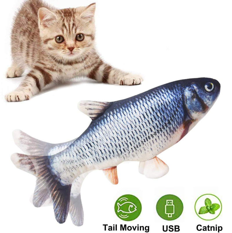 SUOXU Moving Fish Cat Toy, Electric Flopping Cat Kicker Fish Toy,Catnip Toys, Realistic Plush Electric Wagging Fish Toys Simulation Interactive Funny Chew Toy for Cats (carp) carp - PawsPlanet Australia