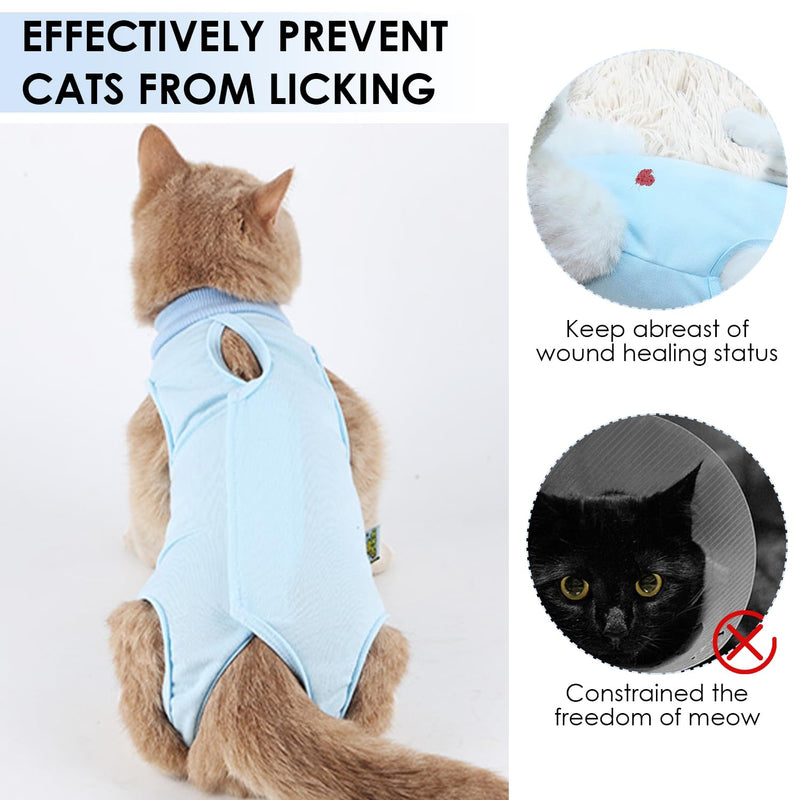 MEMOFYND 1 Piece Blue Cat Grooming Suit, Blue Cat Jumpsuit, Cat Recovery Suit, Anti-Leak Pajamas, Suitable for Surgery and Medication, Ideal for Kittens. - PawsPlanet Australia