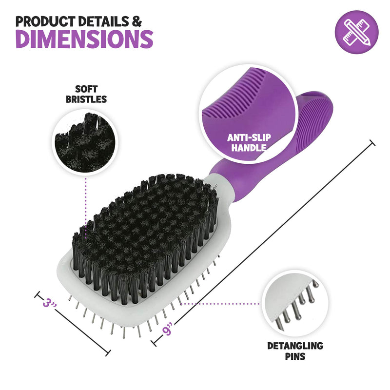 Double-Sided Pet Brush for Grooming & Massaging Dogs, Cats & Other Animals – Fur Detangling Pins & Coat Smoothing Slicker Bristles, Double The Brushing Groom Power in One Tool – Best Groomer Supplies - PawsPlanet Australia
