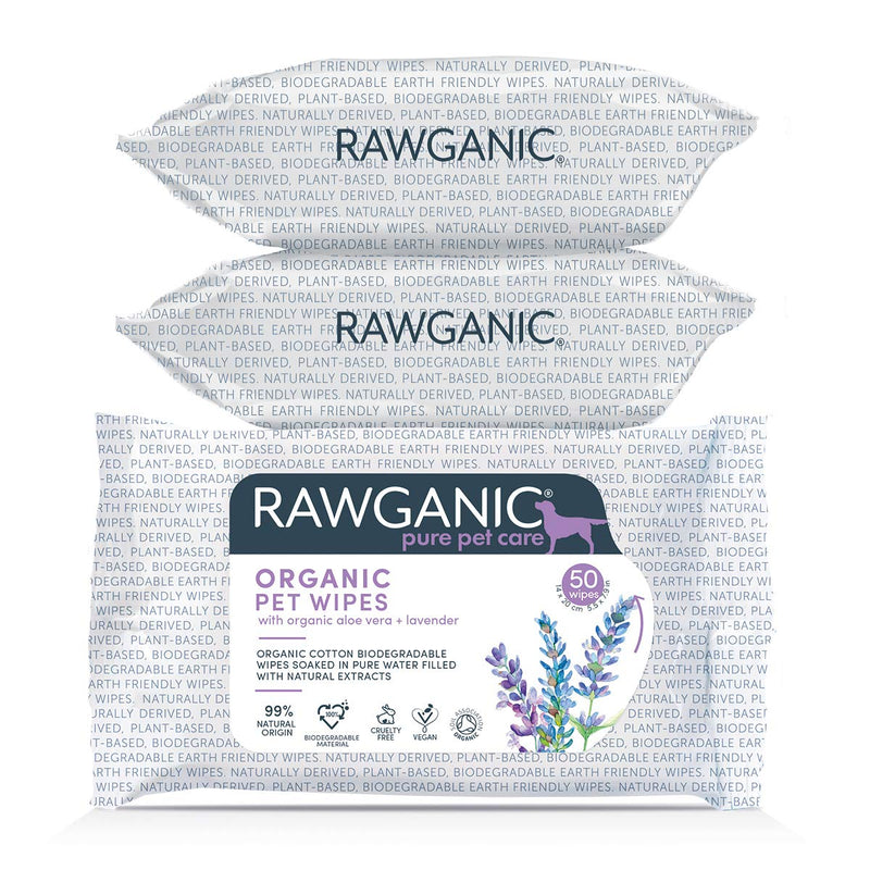 Rawganic® Organic Pet Wipes - wet cleaning wipes for pets (3 packs) 3 packs - PawsPlanet Australia