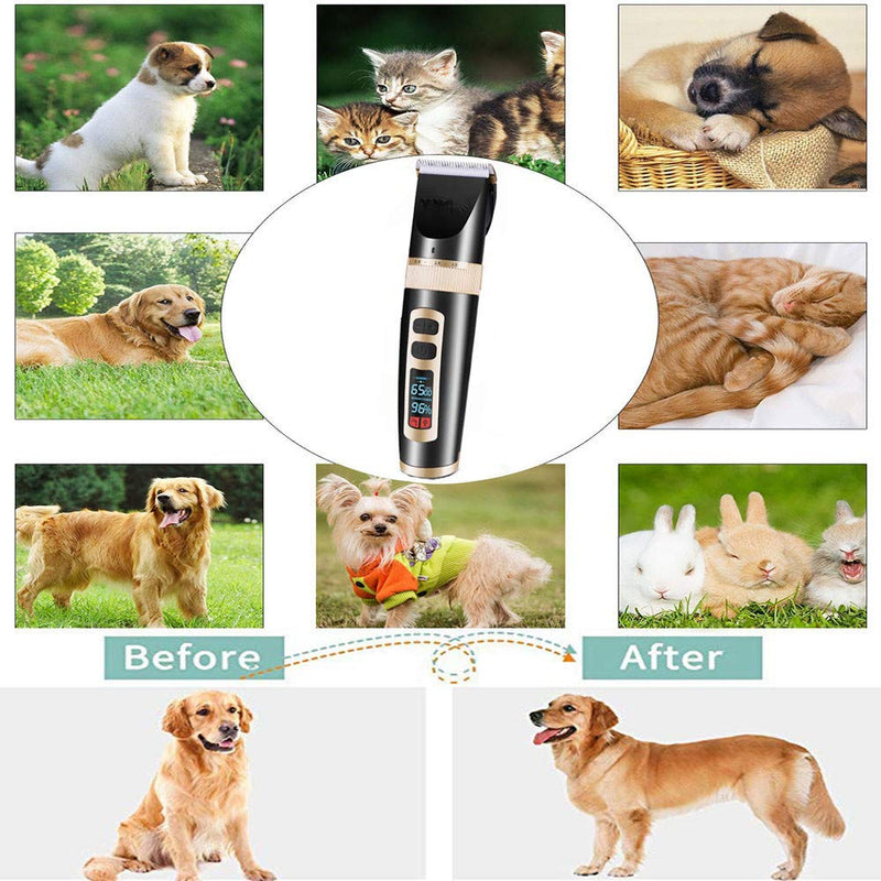 INKEIP Dog Shaver Clippers Professional 3-Speed Cordless Pet Hair Grooming Clippers Kit Low Noise/Quiet Heavy Duty Rechargeable Electric Animal Trimmer Set for Small and Large Dogs Cats,Thick Coats - PawsPlanet Australia