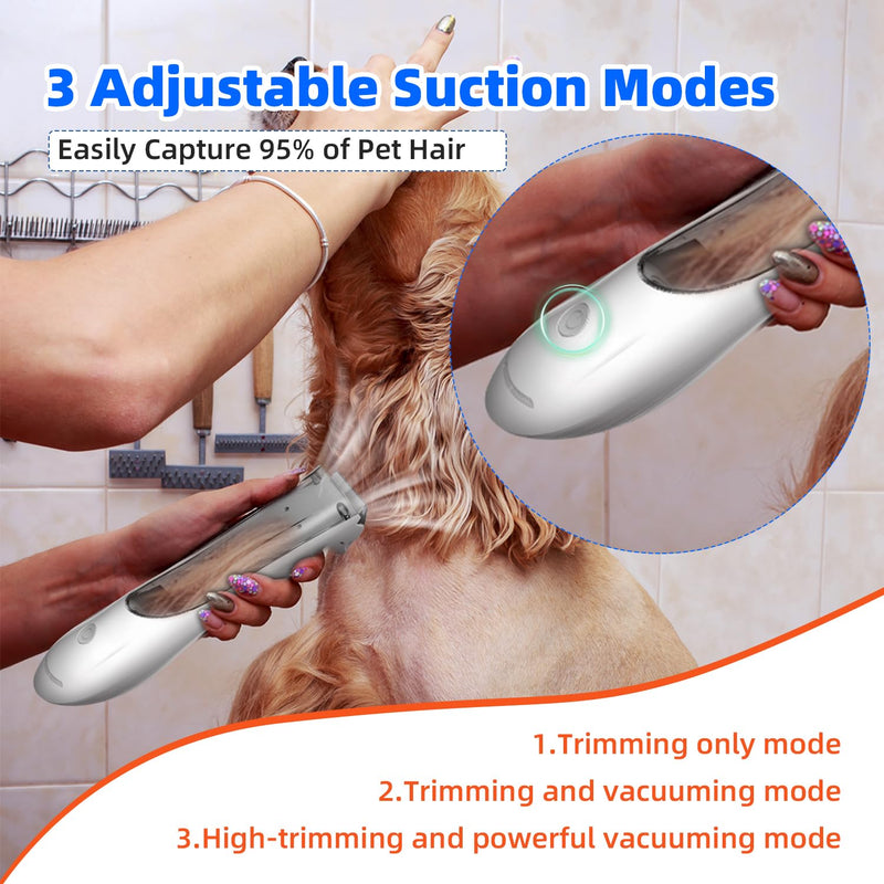 Dog Clippers for Grooming Dog Hair Trimmer Kit Vacuum Dog Clippers 3-Speed Low Noise Rechargeable Cordless Pet Shaver Clippers Tools for Small & Large Dogs Cats - PawsPlanet Australia