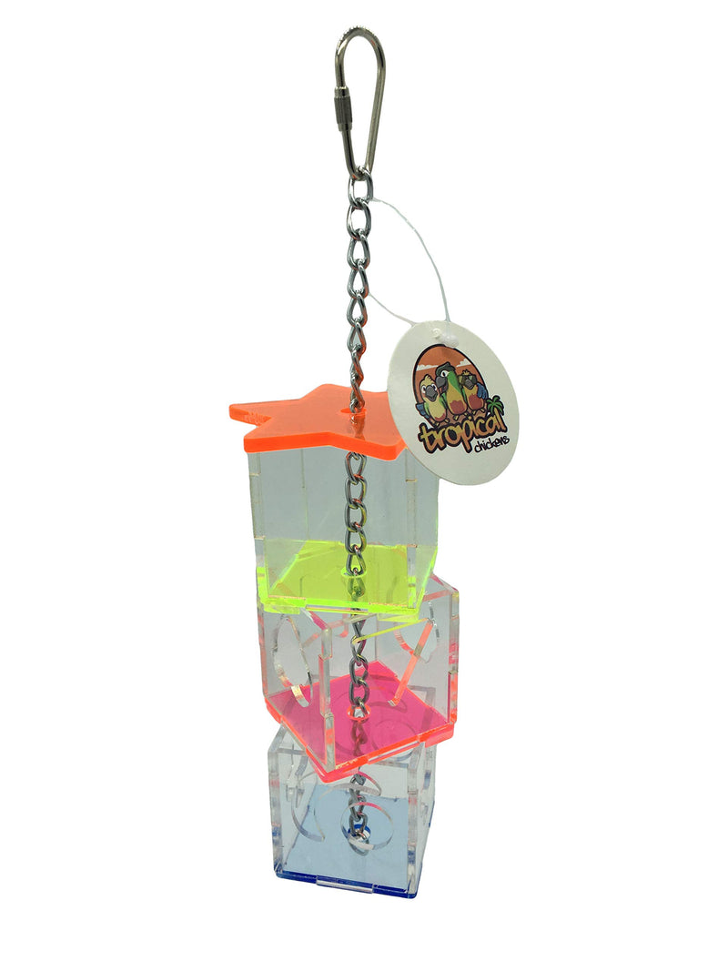 [Australia] - Tropical Chickens Parrot Bird Boredom Buster Forage Box Creative Hanging Treat Foraging Toy Conure Cockatiel Small and Medium Bird Enrichment Transparent Acrylic Food Holder 