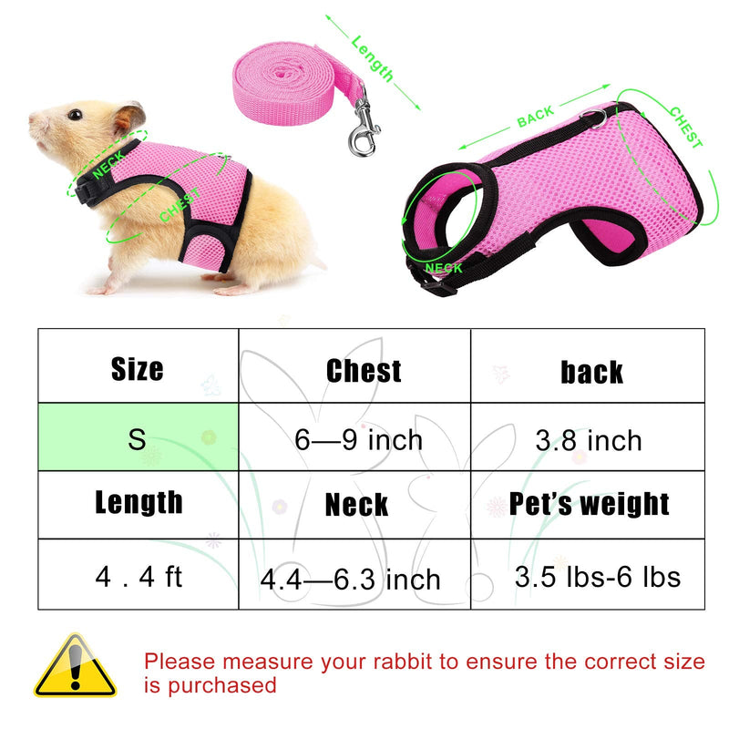 2 Pieces Bunny Rabbit Harness with Leash Cute Adjustable Buckle Breathable Mesh Vest for Kitten Puppy Small Pets Walking (Blue, Pink,S) S Blue, Pink - PawsPlanet Australia