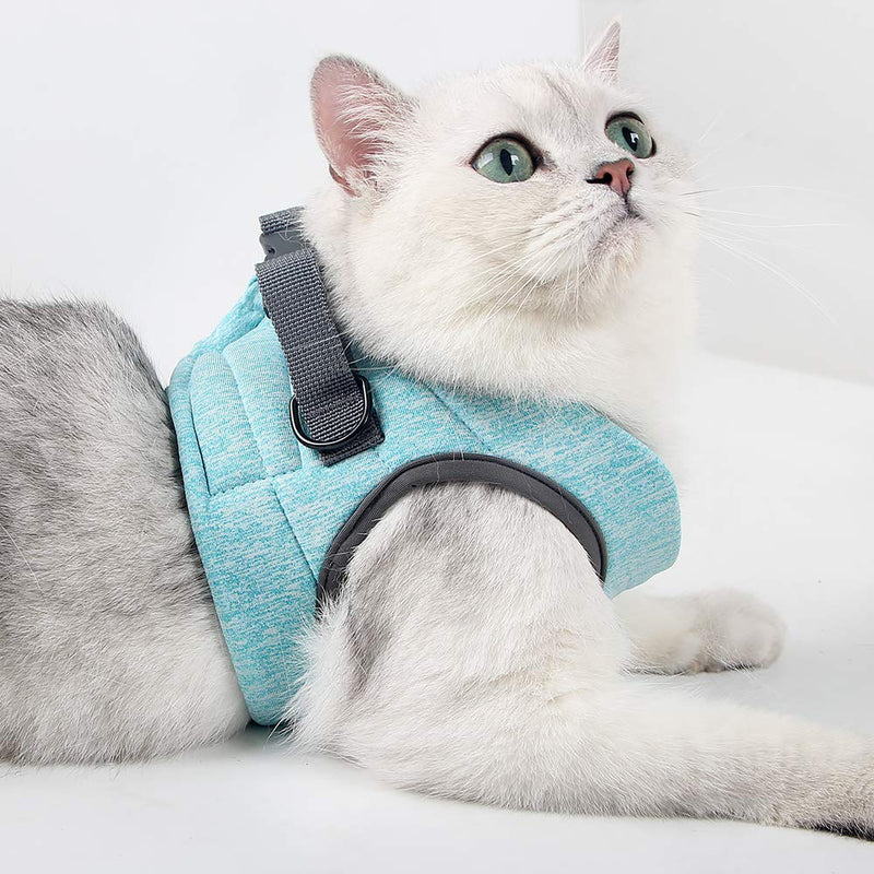 [Australia] - Cat Harness Leash Straps Soft and Comfortable Cat Walking Jacket with Running Cushioning and Anti-Escape for Puppies with Cationic Fabric S Ai Green 