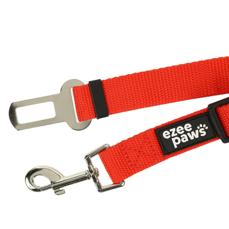 Ezee Paws Dog Seat Belt Safety Harness Lead for Car Vehicle Adjustable (2-Pack) (Black-Red) Black-Red - PawsPlanet Australia