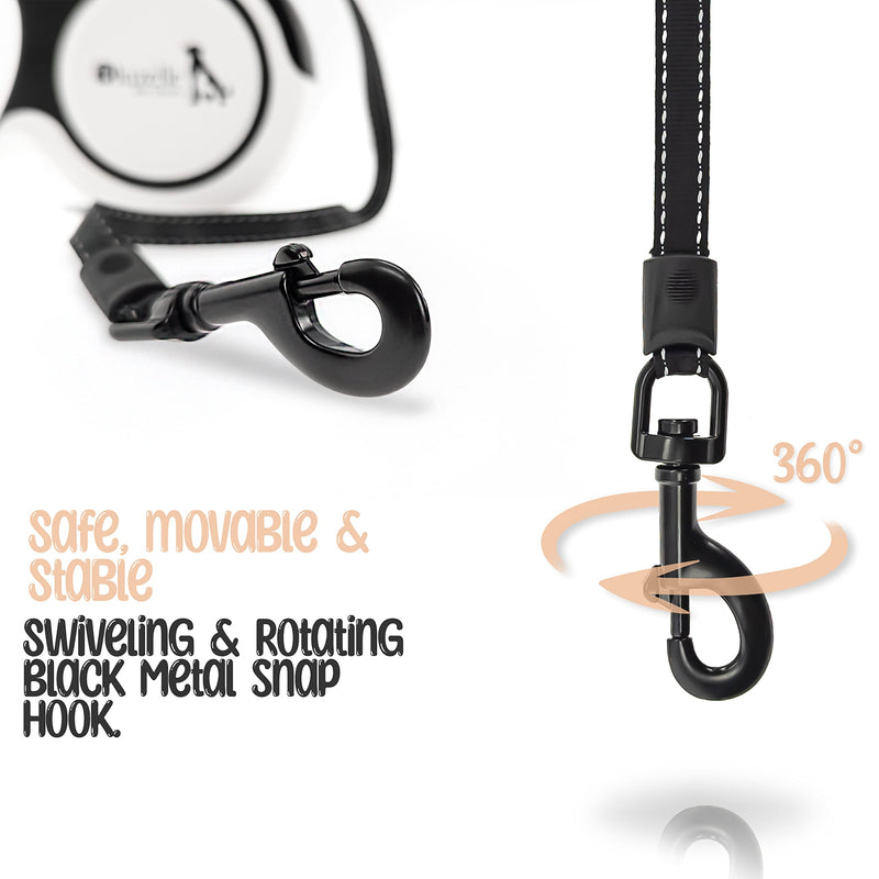 BLUZELLE 5m retractable leash with reflector stripes for medium and large dogs up to 50kg, extendable dog leash with 360° carabiner hook, reliable one-hand brake, nylon strap, ergonomic handle, size: LL - PawsPlanet Australia