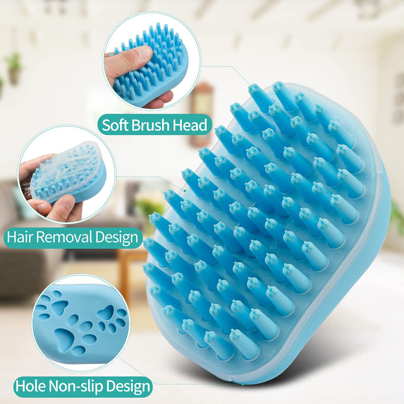 2Pack Dog Bath Brush, Soft Silicone Pet Shampoo Massage Dispenser Grooming Shower Brush for Short Long Haired Dogs and Cats Washing, ISWAYSTORE - PawsPlanet Australia