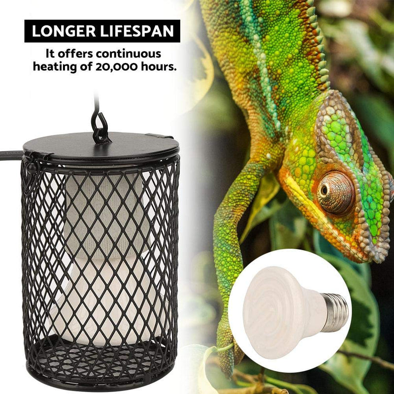 3 in 1 Reptile Heat Lamp with Guard, 100W Infrared Ceramic Heat Emitter Basking Heater Lamp with Power Switch, Anti-Biting Cage and Hook for Lizards Tortoise Chicken Amphibian Poultry (Black) - PawsPlanet Australia