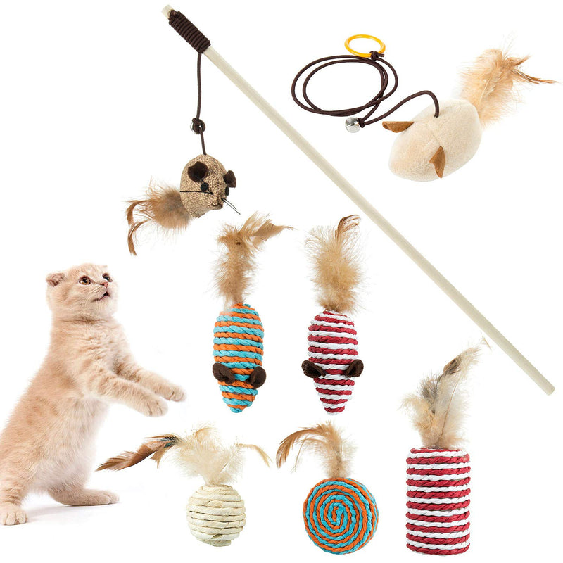 Comius Sharp 8 pieces cat toy, interactive cat toy set, cat toy, feather interactive toy for cats and kittens (A) A - PawsPlanet Australia